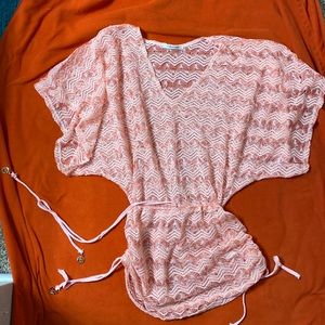 Peach coverup. Adjustable waistline and sides. Light and airy.